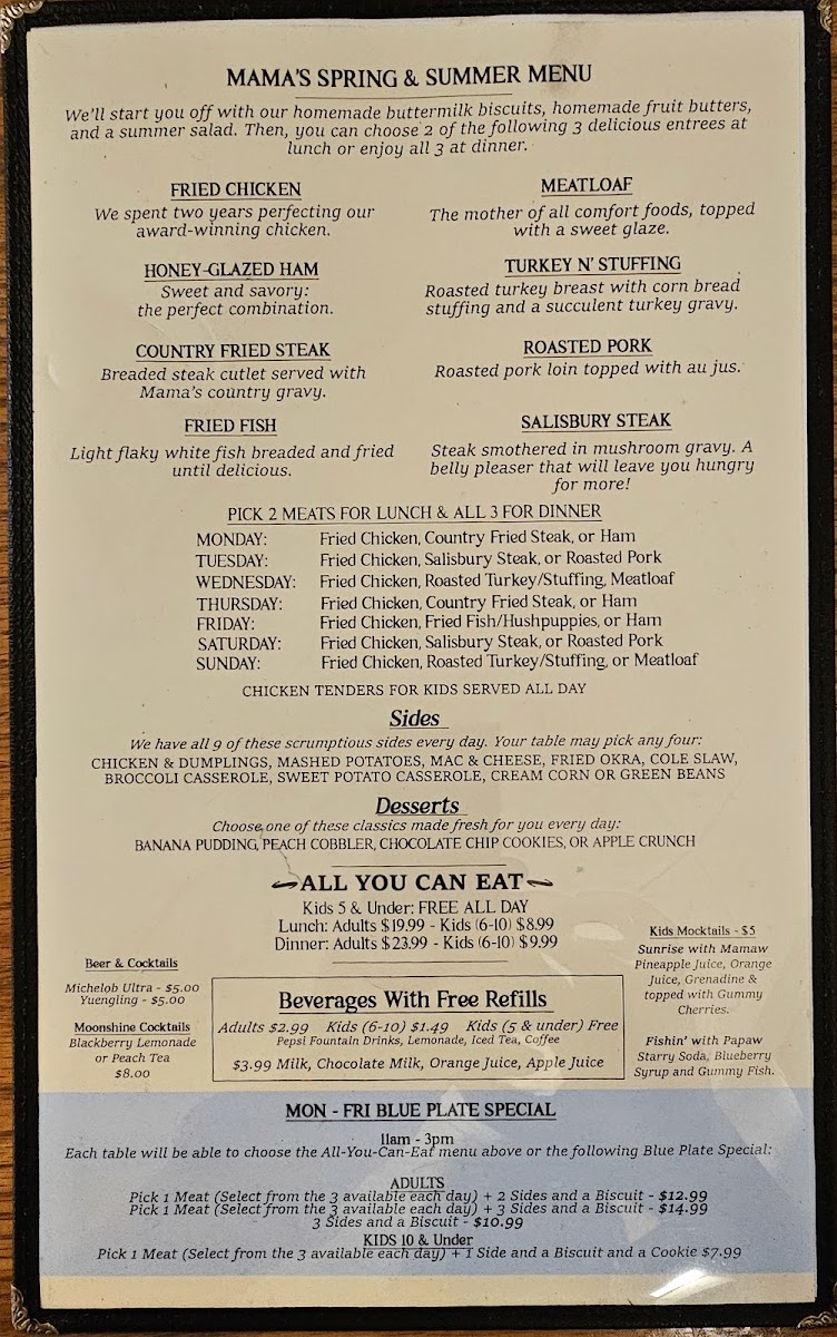 Mama's Farmhouse Menu - Image 1